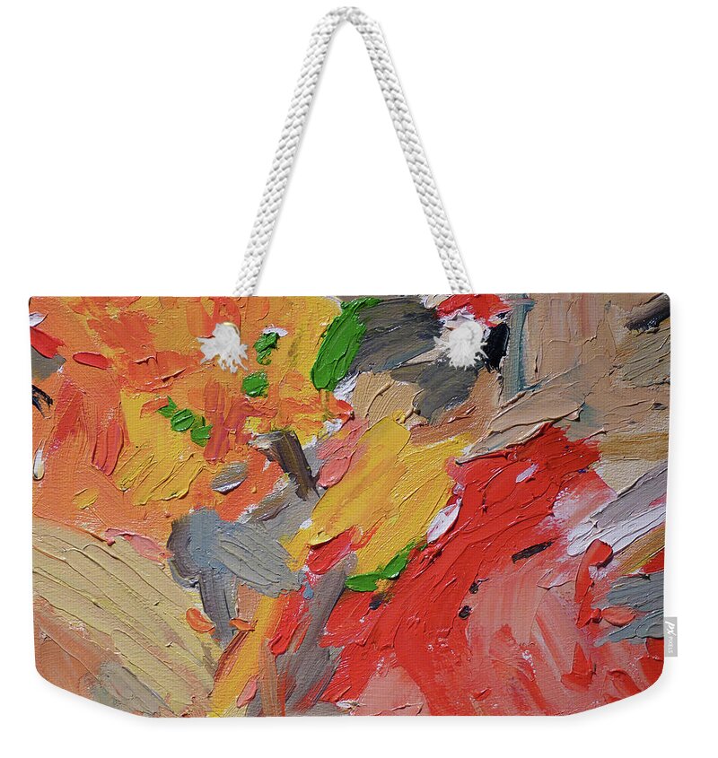 Abstract Weekender Tote Bag featuring the painting Orange Light by Stan Chraminski