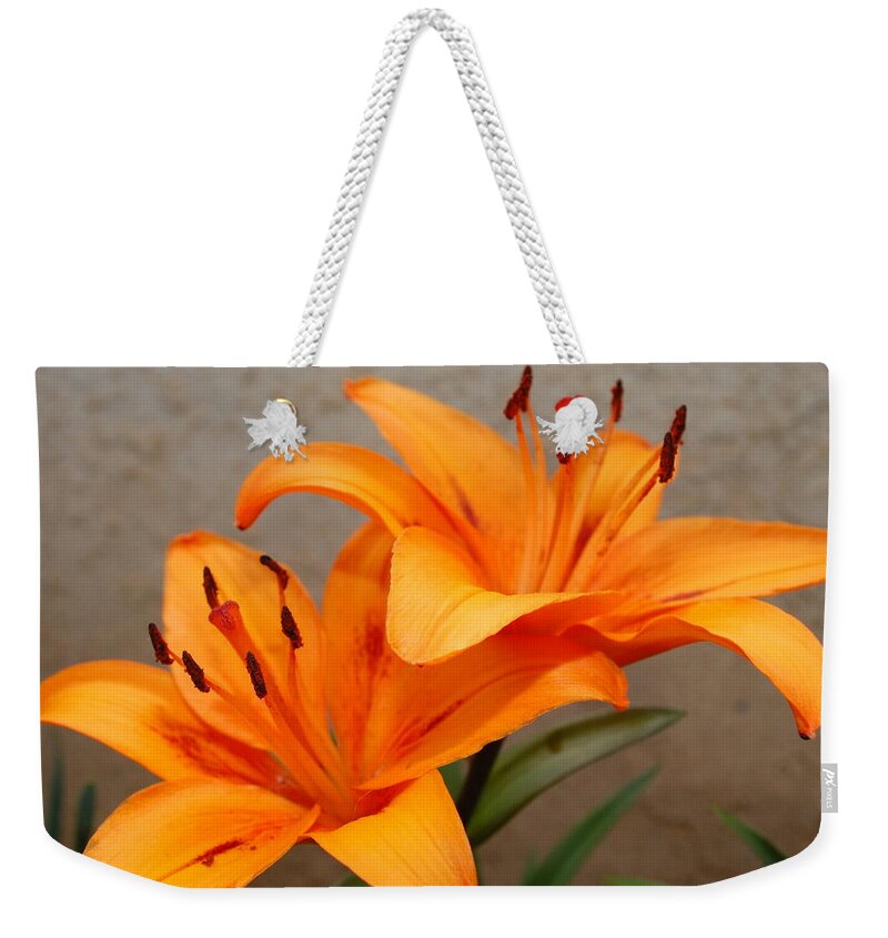 Flower Weekender Tote Bag featuring the photograph Orange Lilies 2 by Amy Fose
