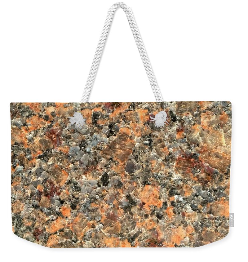 Phorograph Weekender Tote Bag featuring the photograph Orange Polished Granite Stone by Delynn Addams