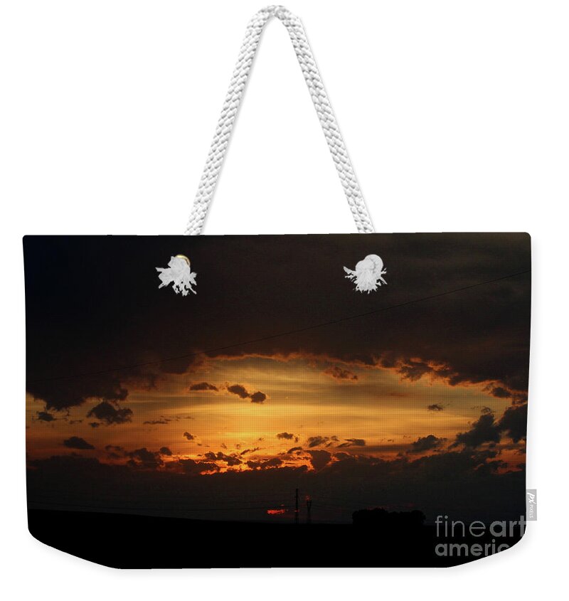 Orange Weekender Tote Bag featuring the photograph Orange Sunset by Ann E Robson