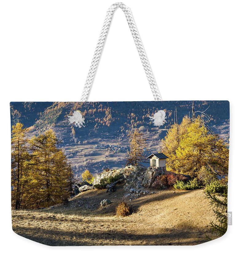 Oratory Weekender Tote Bag featuring the photograph Oratory St Augustine - French Alps by Paul MAURICE