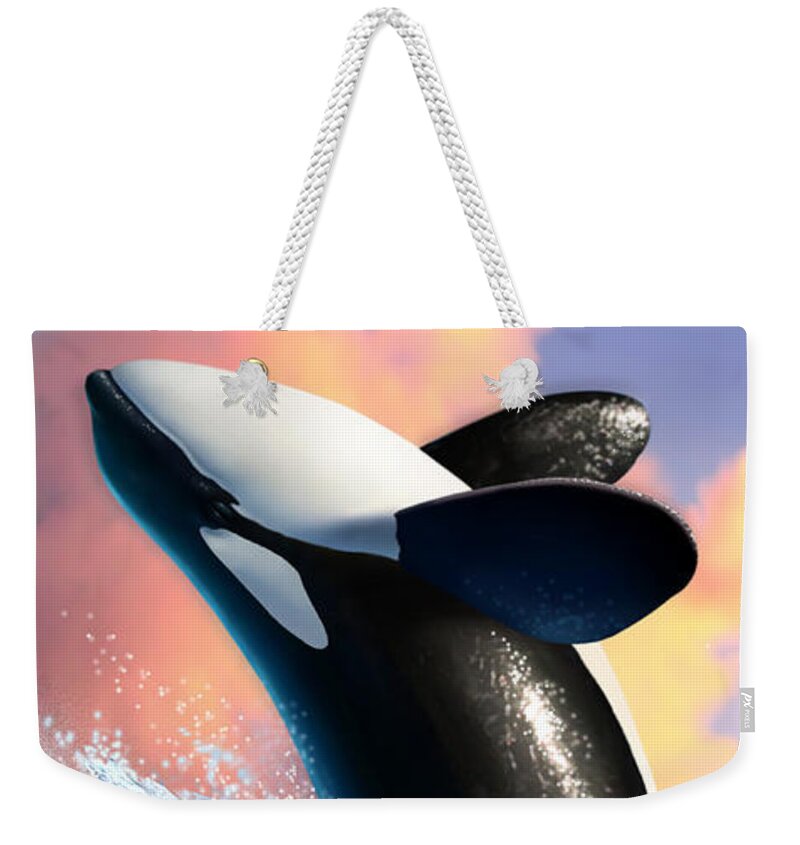Orca Weekender Tote Bag featuring the digital art Orca 1 by Jerry LoFaro