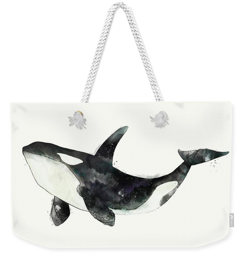 Orca Weekender Tote Bag featuring the painting Orca from Arctic and Antarctic Chart by Amy Hamilton