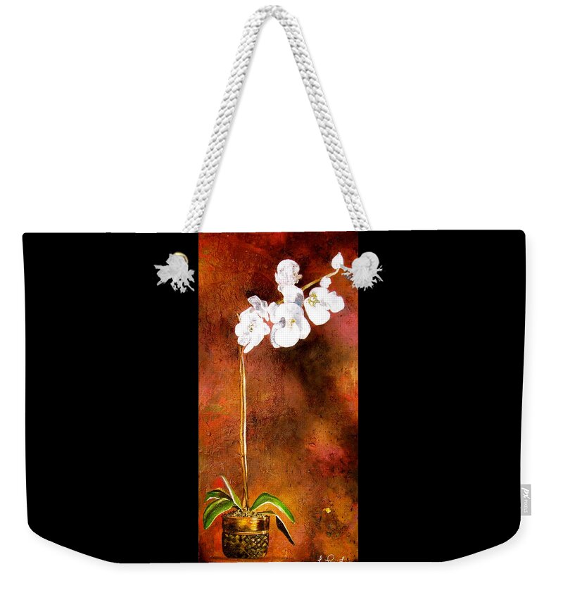 Orchid Painting Weekender Tote Bag featuring the painting Orchid 4 by Laura Pierre-Louis