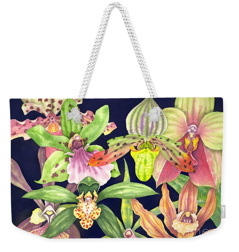 Orchids Weekender Tote Bag featuring the painting Orchids by Lucy Arnold