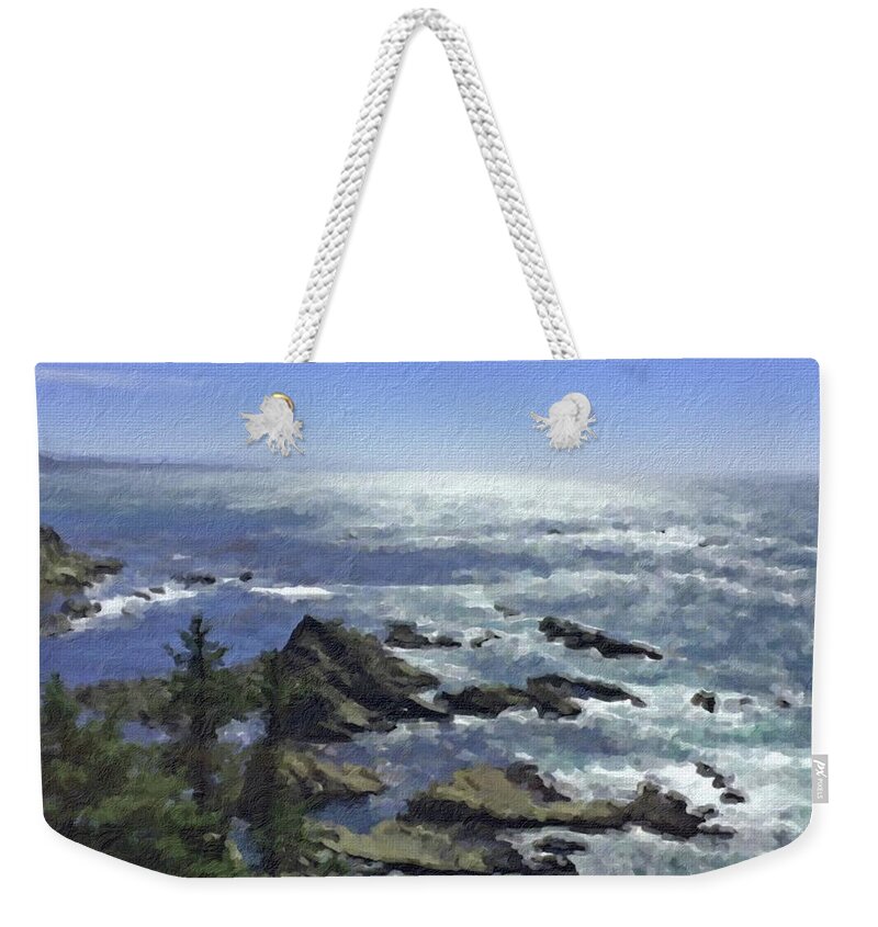 Oregon Coast Weekender Tote Bag featuring the painting Oregon Coast by Joseph J Stevens