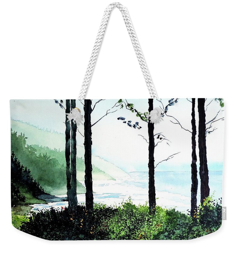 Oregon Weekender Tote Bag featuring the painting Oregon Coast by Tom Riggs