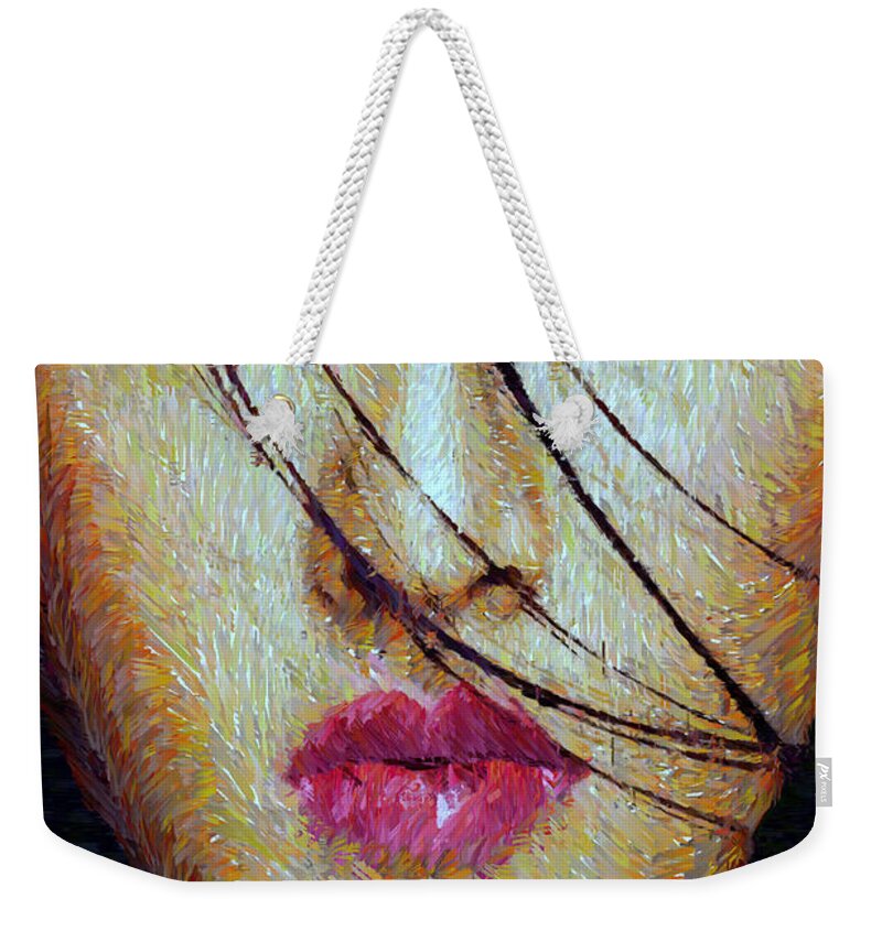 Rafael Salazar Weekender Tote Bag featuring the mixed media Oriental Expression 0701 by Rafael Salazar