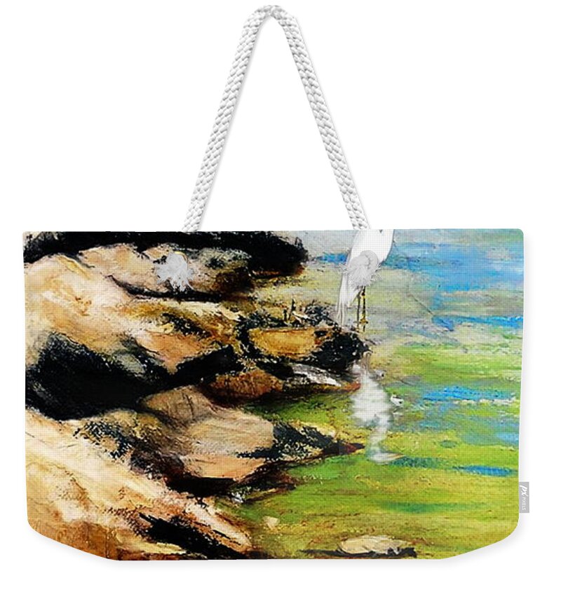 ‎original‬ ‎fine Art‬‬ Artworks ‎painting‬ ‎painting‬s Landscapes Gulfcoast Gulf Coast Florida #‎grlfineart Weekender Tote Bag featuring the painting Original Fine Art Painting Pool Edge Gulf Coast Florida by G Linsenmayer