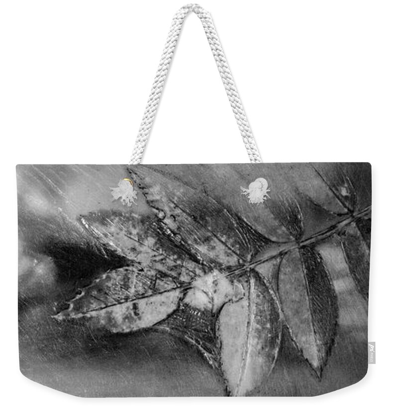 Encaustic Weekender Tote Bag featuring the mixed media Ornate Foliage by Roseanne Jones