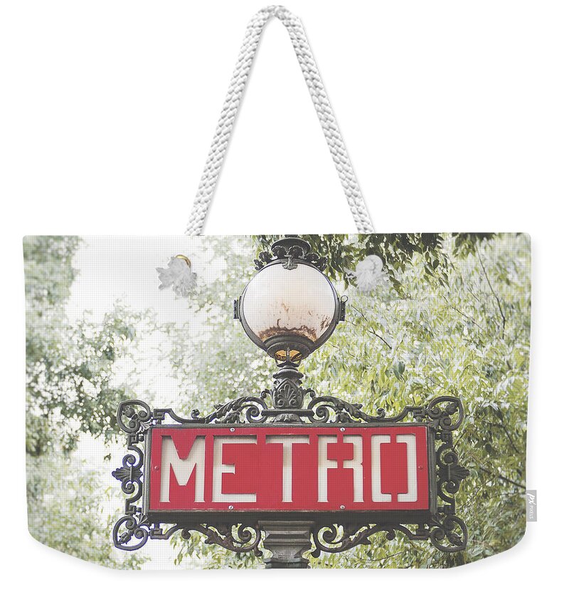 Photography Weekender Tote Bag featuring the photograph Ornate Paris Metro sign by Ivy Ho
