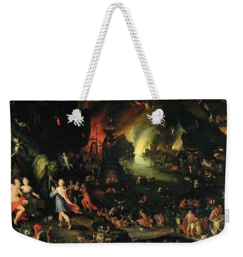 Jan Brueghel The Elder Weekender Tote Bag featuring the painting Orpheus Sings for Pluto and Proserpina by Jan Brueghel the Elder