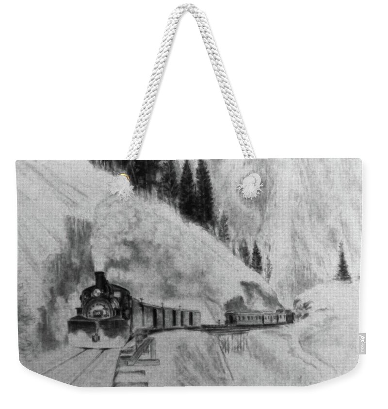 Brad Brailsford Weekender Tote Bag featuring the drawing Osier Pass by Brad Brailsford
