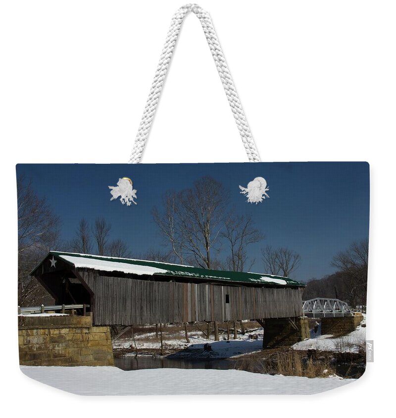 Historic Weekender Tote Bag featuring the photograph Otway Covered Bridge Winter by Kevin Craft