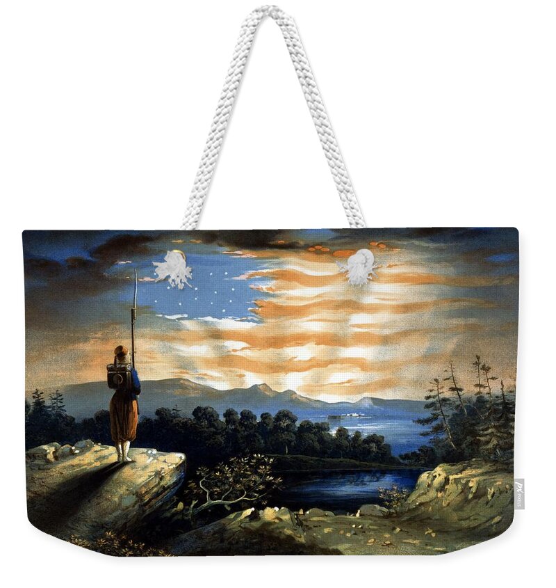 Civil War Weekender Tote Bag featuring the painting Our Heaven Born Banner by War Is Hell Store