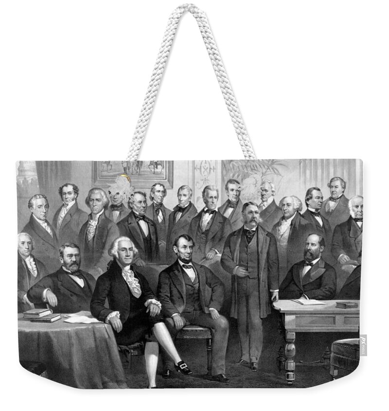 Us Presidents Weekender Tote Bag featuring the painting Our Presidents 1789-1881 by War Is Hell Store