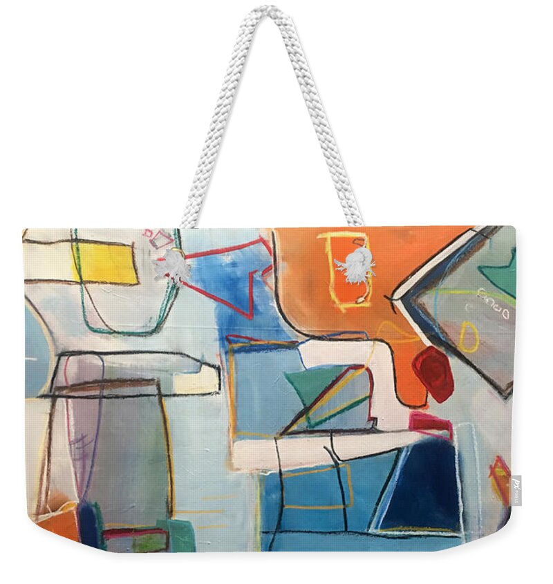 Abstract Weekender Tote Bag featuring the painting Out Of Sorts by Jeff Barrett