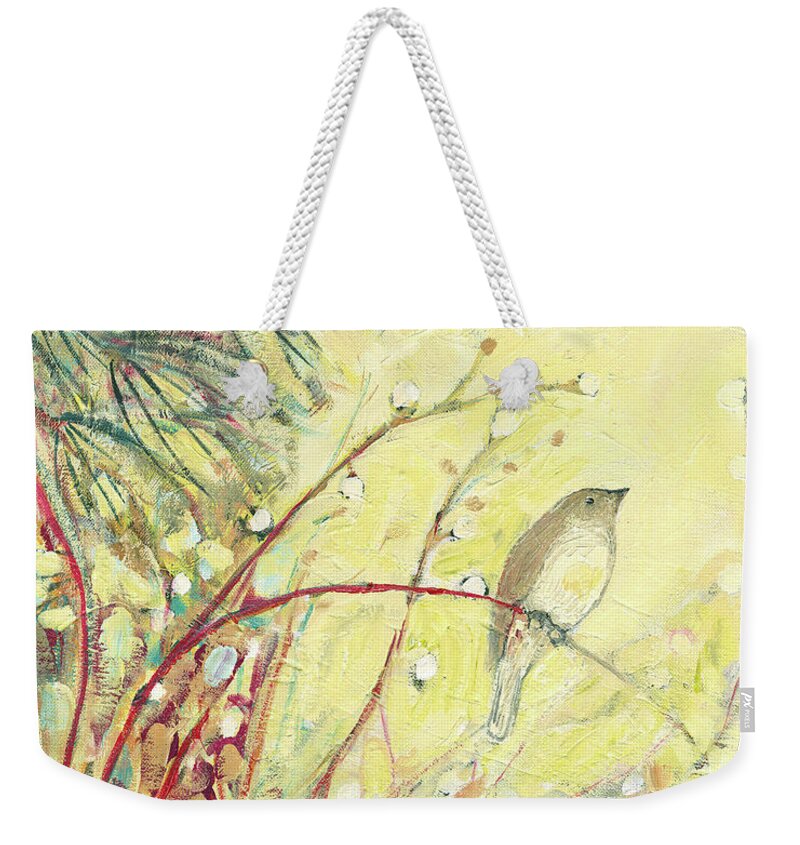 Bird Weekender Tote Bag featuring the painting Out on a Limb by Jennifer Lommers