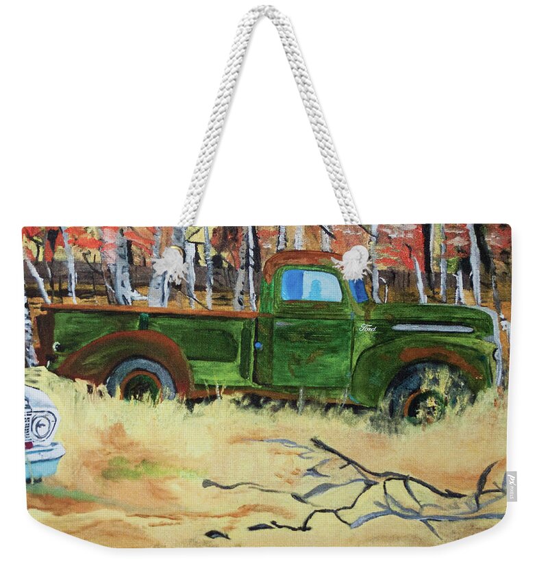  Weekender Tote Bag featuring the painting Out to Pasture by Judy Huck