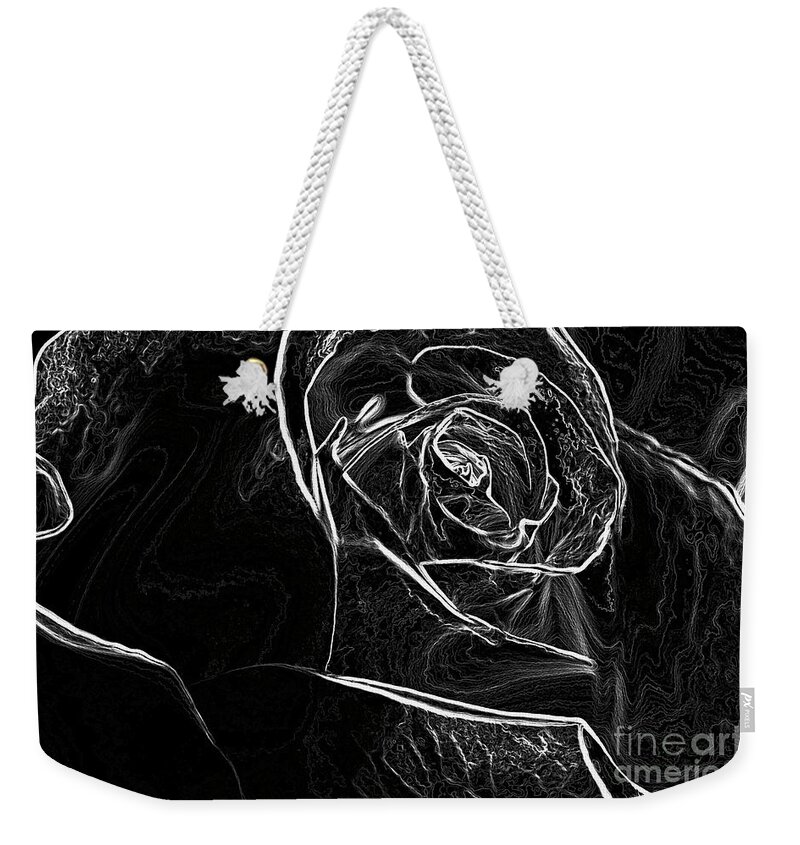 White Rose Weekender Tote Bag featuring the photograph Outline of a rose by Micah May