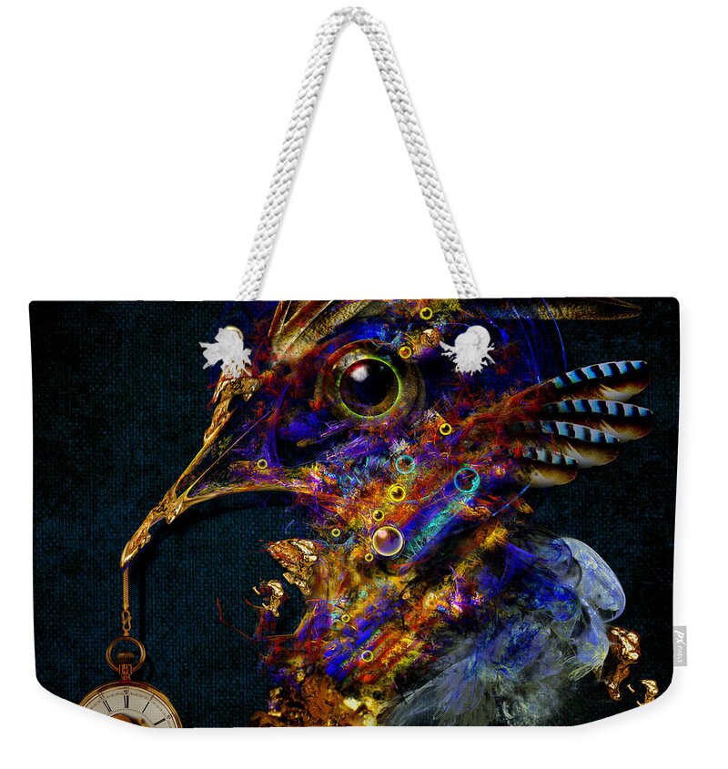 Bird Weekender Tote Bag featuring the painting Outside of time by Alexa Szlavics