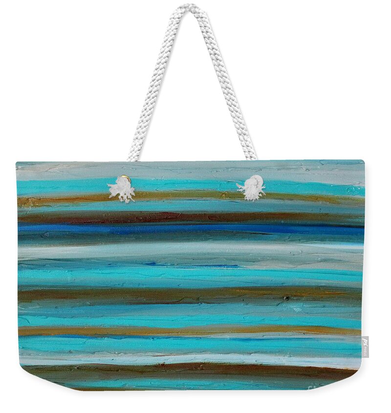 Blue Weekender Tote Bag featuring the painting Outstretch 3 by Preethi Mathialagan