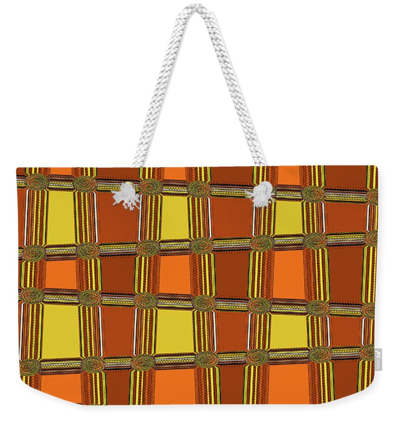 Oval Yellow Orange Black And White Abstract #4 Weekender Tote Bag featuring the digital art Oval Yellow Orange Black And White Abstract,#4 by Tom Janca