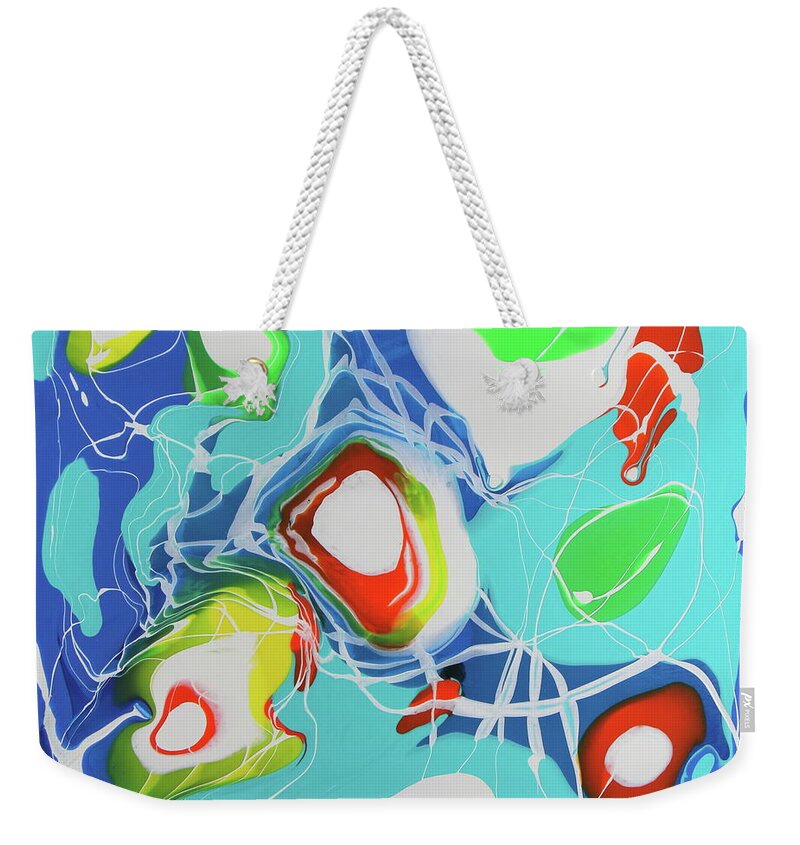 Blue Weekender Tote Bag featuring the painting Over the Moon by Madeleine Arnett