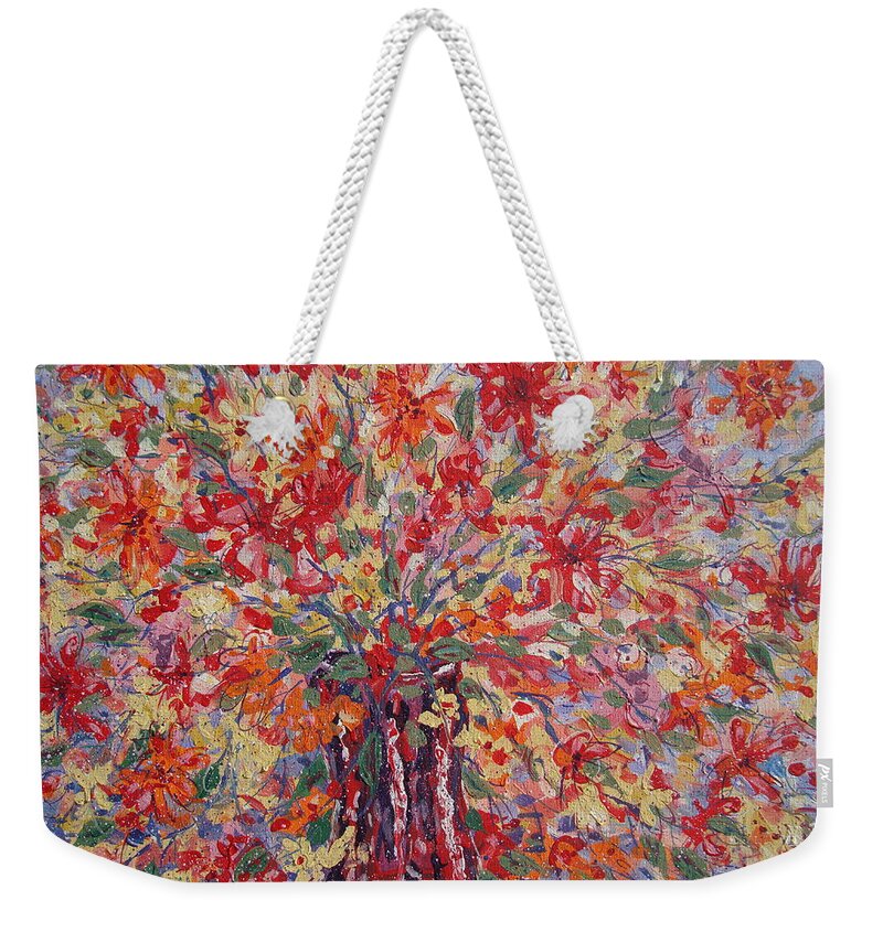 Painting Weekender Tote Bag featuring the painting Overflowing Flowers. by Leonard Holland