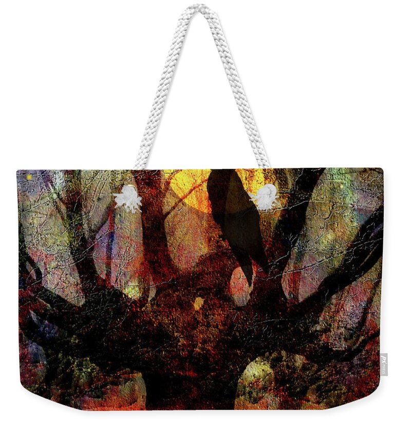 Owl Weekender Tote Bag featuring the digital art Owl And Willow Tree by Mimulux Patricia No