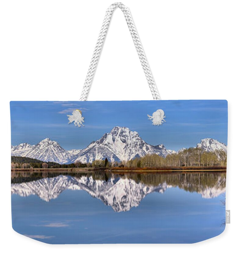 Oxbow Bend Weekender Tote Bag featuring the photograph Oxbow Bend Panorama by Adam Jewell