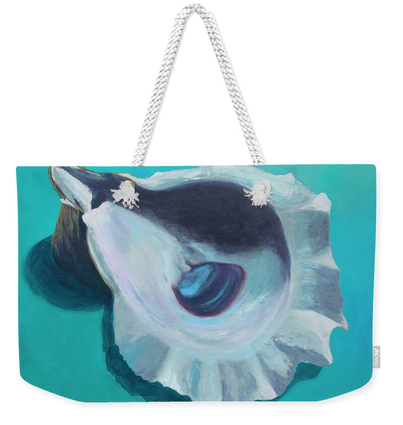 Shell Weekender Tote Bag featuring the painting Oyster Blues by Donna Tucker