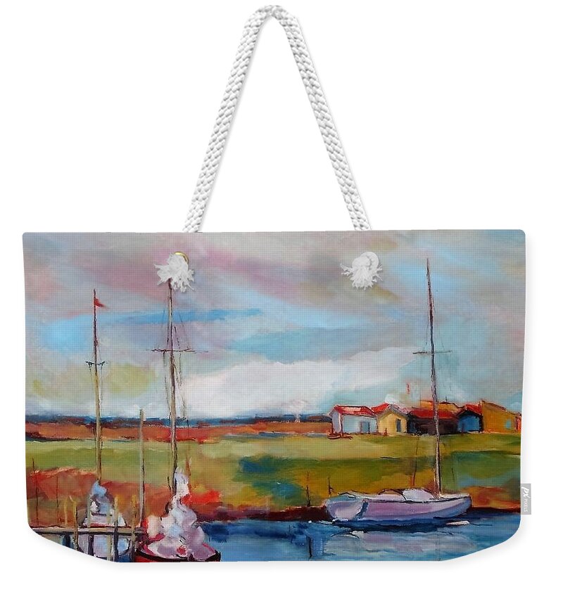  Weekender Tote Bag featuring the painting Oyster Inn by Kim PARDON