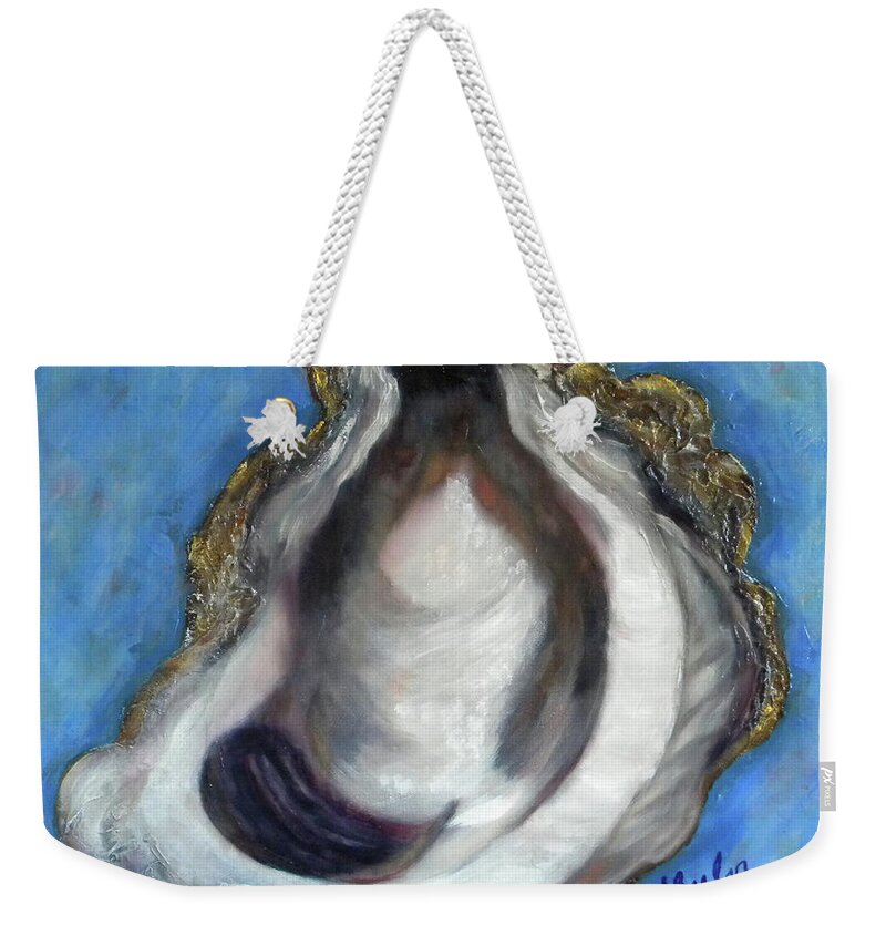 Oyster Weekender Tote Bag featuring the painting Oyster Shell 1 by JoAnn Wheeler