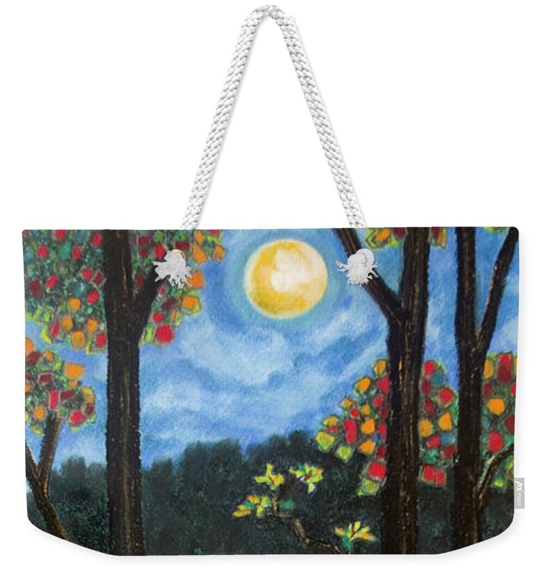 Moon Weekender Tote Bag featuring the pastel Ozark Moon by Michele Fritz