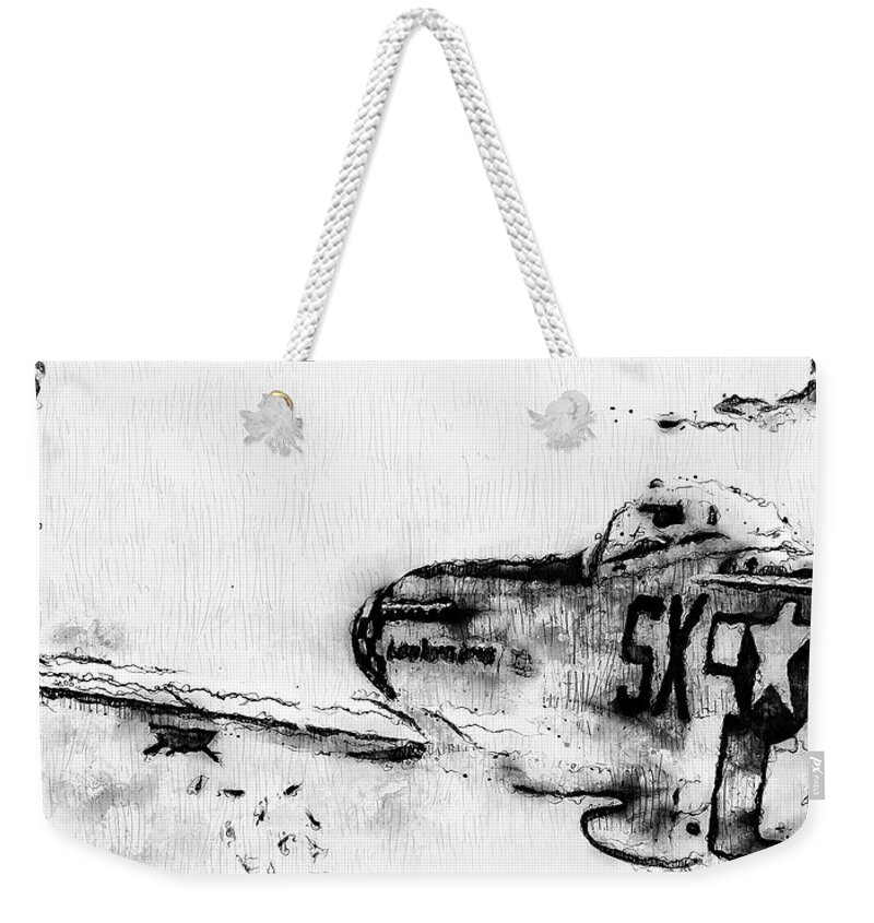 P 51 Weekender Tote Bag featuring the digital art P-51 Mustang - 08 by AM FineArtPrints