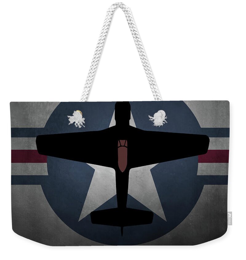 P-51 Mustang Weekender Tote Bag featuring the digital art P-51 Mustang USAF by Airpower Art