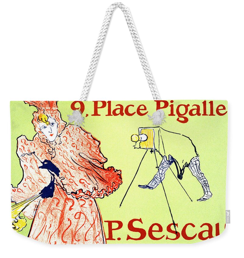 P Sescau Weekender Tote Bag featuring the mixed media P Sescau Photographe - Paul Sescau - Vintage Advertising Poster by Henri de Toulouse Lautrec - Paris by Studio Grafiikka