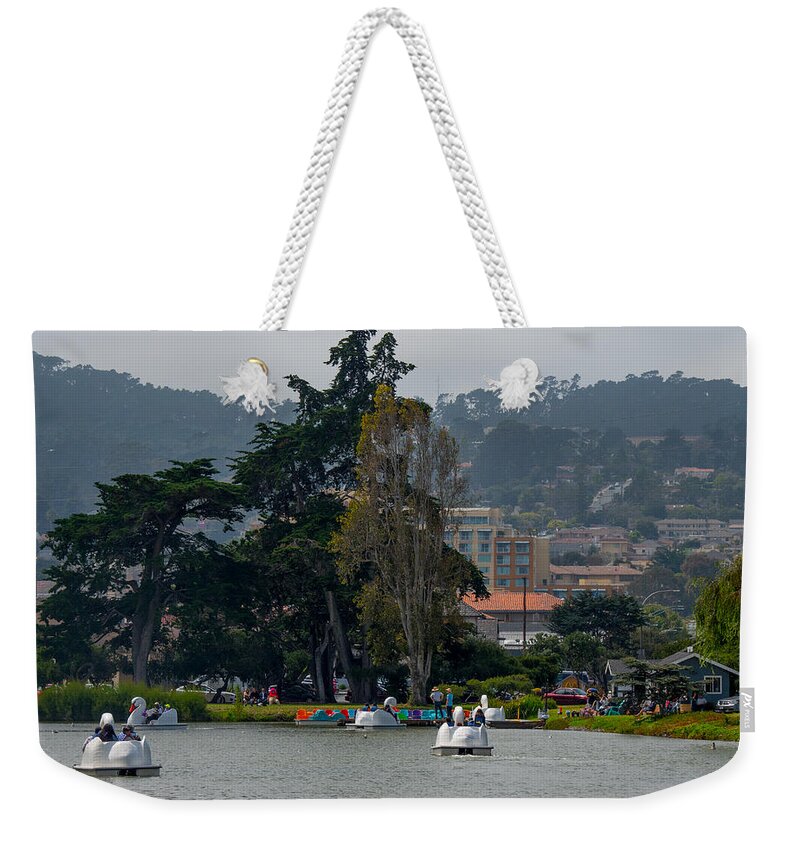 Paddle Boats Weekender Tote Bag featuring the photograph Paddle Boats on Lake El Estero by Derek Dean