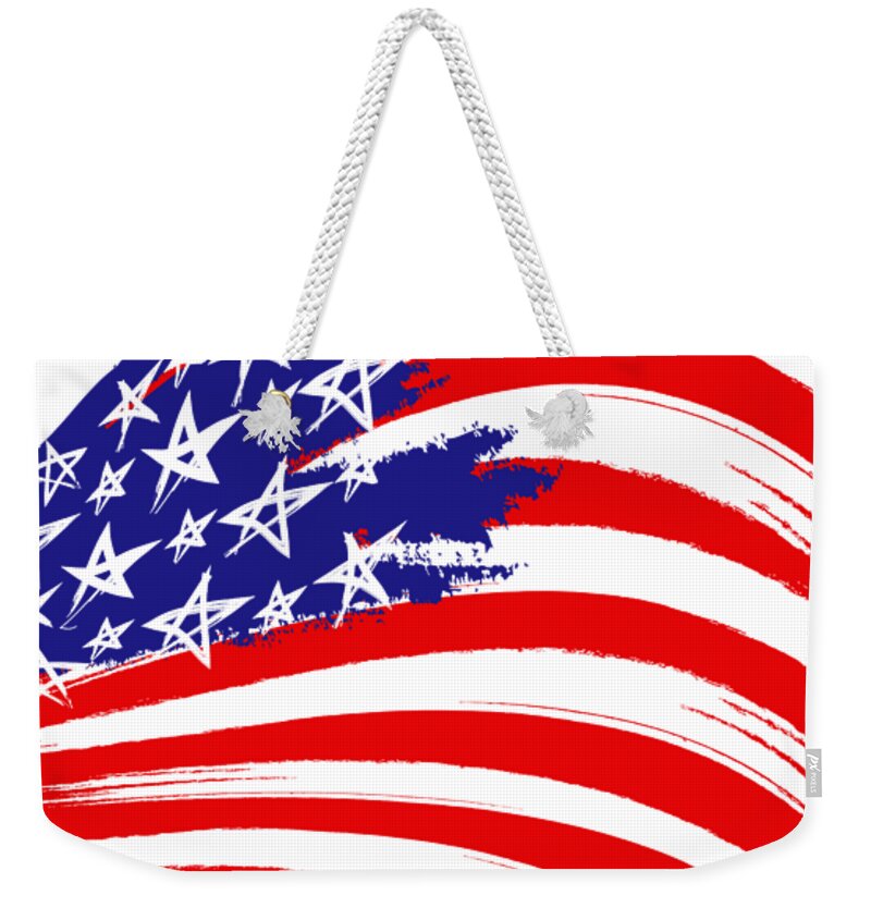 American Flag Weekender Tote Bag featuring the digital art Painted American Flag by Stefano Senise
