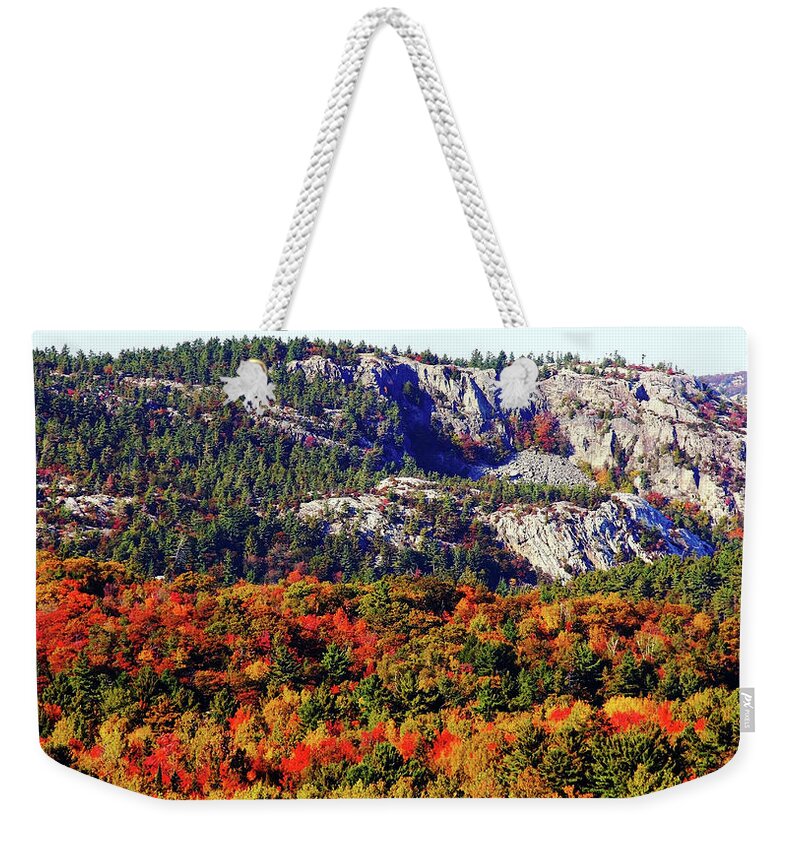 La Cloche Mountains Weekender Tote Bag featuring the photograph Painted Mountains by Debbie Oppermann