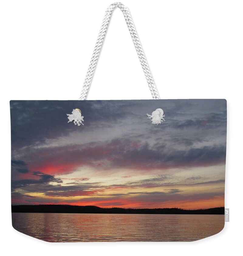 Sunset Weekender Tote Bag featuring the photograph Painted Sunset on Gunflint Lake by Shari Jardina