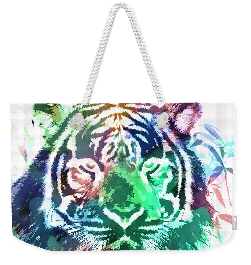 Tiger Weekender Tote Bag featuring the photograph Painted Tiger by Steve McKinzie