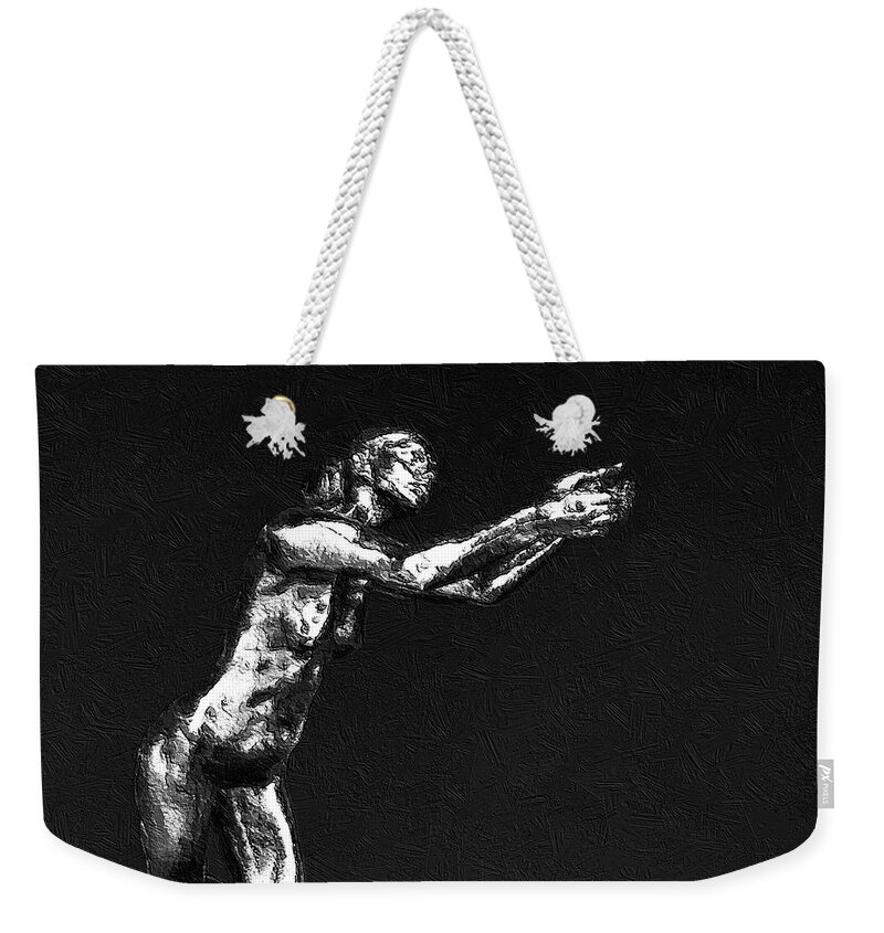 Angel Weekender Tote Bag featuring the painting Painting Of The Implorer by Tony Rubino