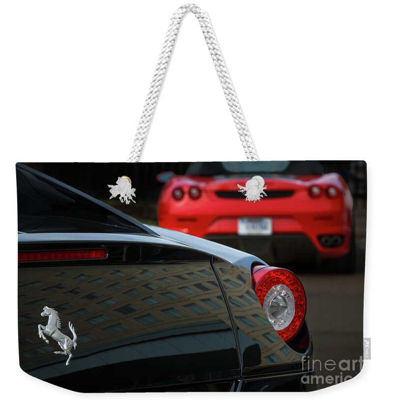 Ferrari Weekender Tote Bag featuring the photograph Pair of Ferraris by Dennis Hedberg