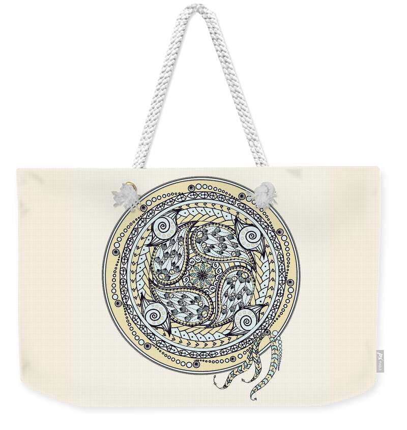 Mandala Weekender Tote Bag featuring the digital art Paisley Balance Mandala by Deborah Smith
