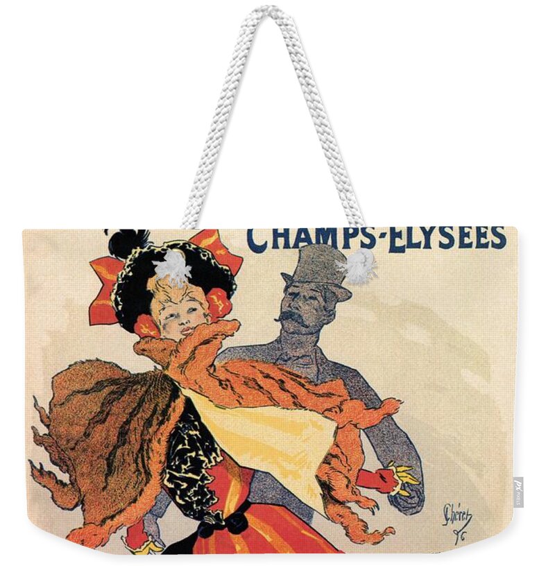 Vintage Weekender Tote Bag featuring the drawing Palais de Glace Jules Cheret by Heidi De Leeuw