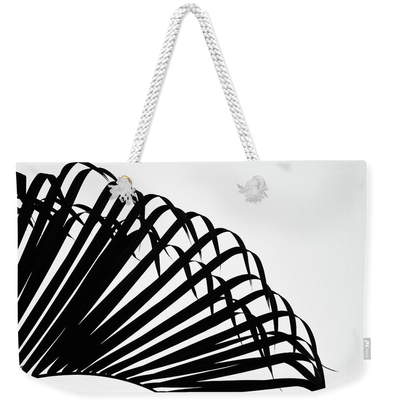 Black And White Weekender Tote Bag featuring the photograph Palm Frond Black and White by Christopher Johnson