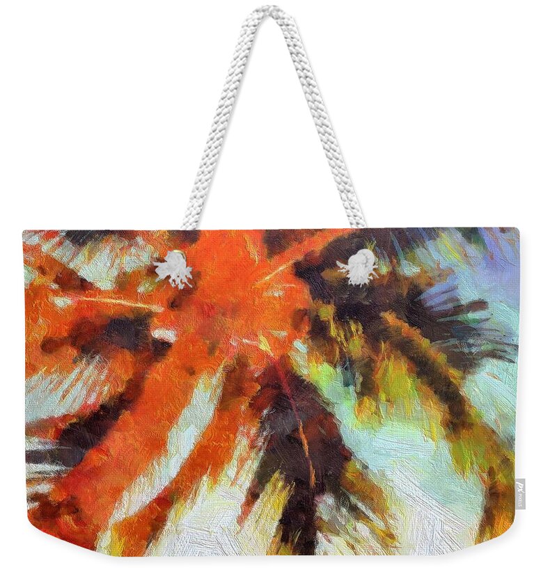 Palm Tree Weekender Tote Bag featuring the painting Palm No. 6 by Lelia DeMello