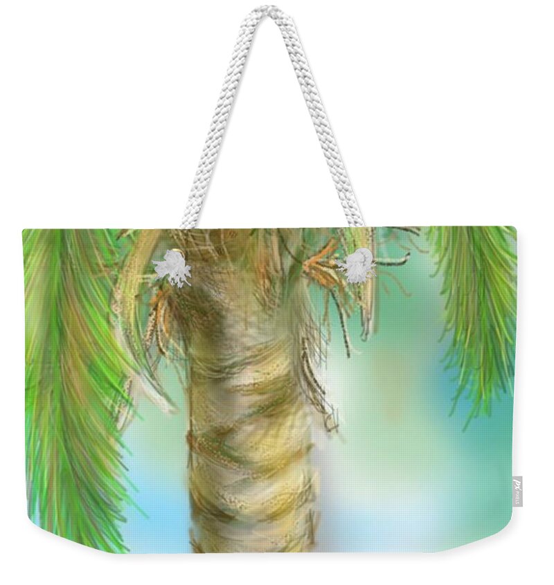 Tropical Weekender Tote Bag featuring the digital art Palm Tree Study Two by Darren Cannell